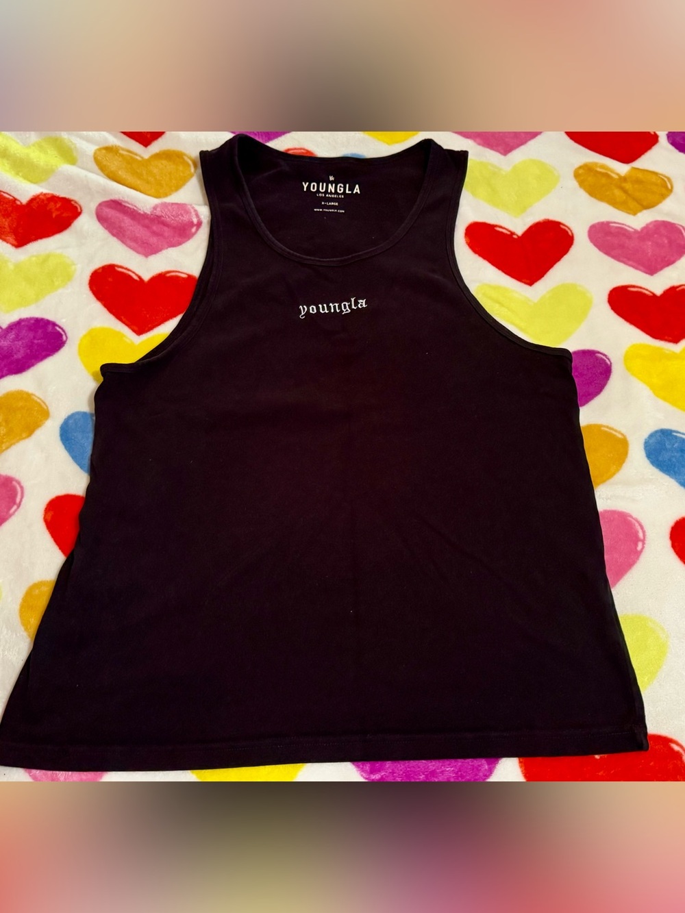 YoungLA Black men’s Tank Top with White Logo